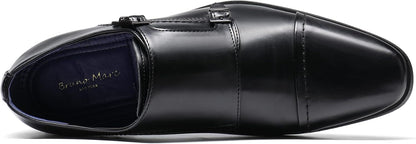 Bruno Marc Men's Dress Loafers Hutchingson Formal Monk Strap Slip-on Leather Shoes