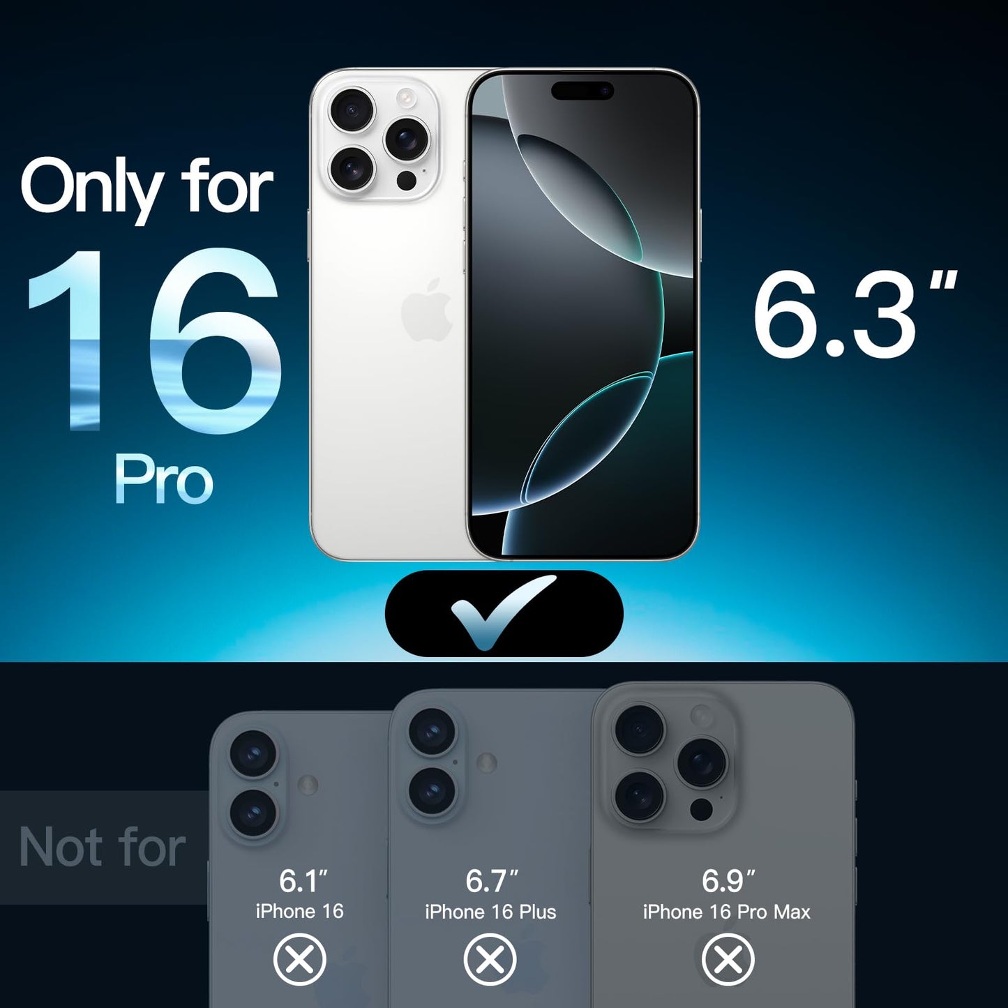 JETech Displayschutzfolie für iPhone 16 6,1 Zoll, gehärtetes Glas mit einfachem Installationstool, Case-Friendly, HD Klar, 3 Stück