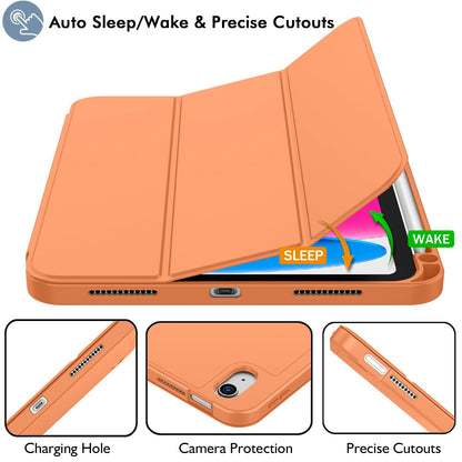 iMieet Case for iPad (A16)/iPad 10th Generation [11-Inch 2025/10.9 Inch 2022], Trifold Stand Smart Cover with Pencil Holder and Soft TPU Back, Supports Touch ID(Black)