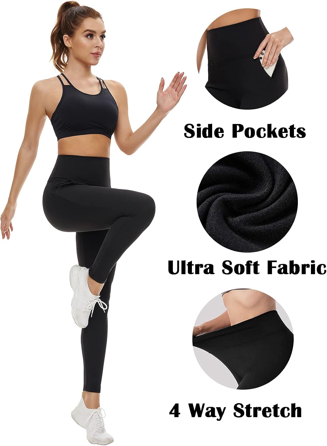 FULLSOFT 4 Pack Leggings for Women-No See-Through High Waisted Tummy Control Yoga Pants