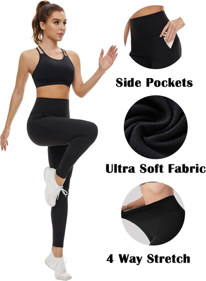 FULLSOFT 4 Pack Leggings for Women-No See-Through High Waisted Tummy Control Yoga Pants