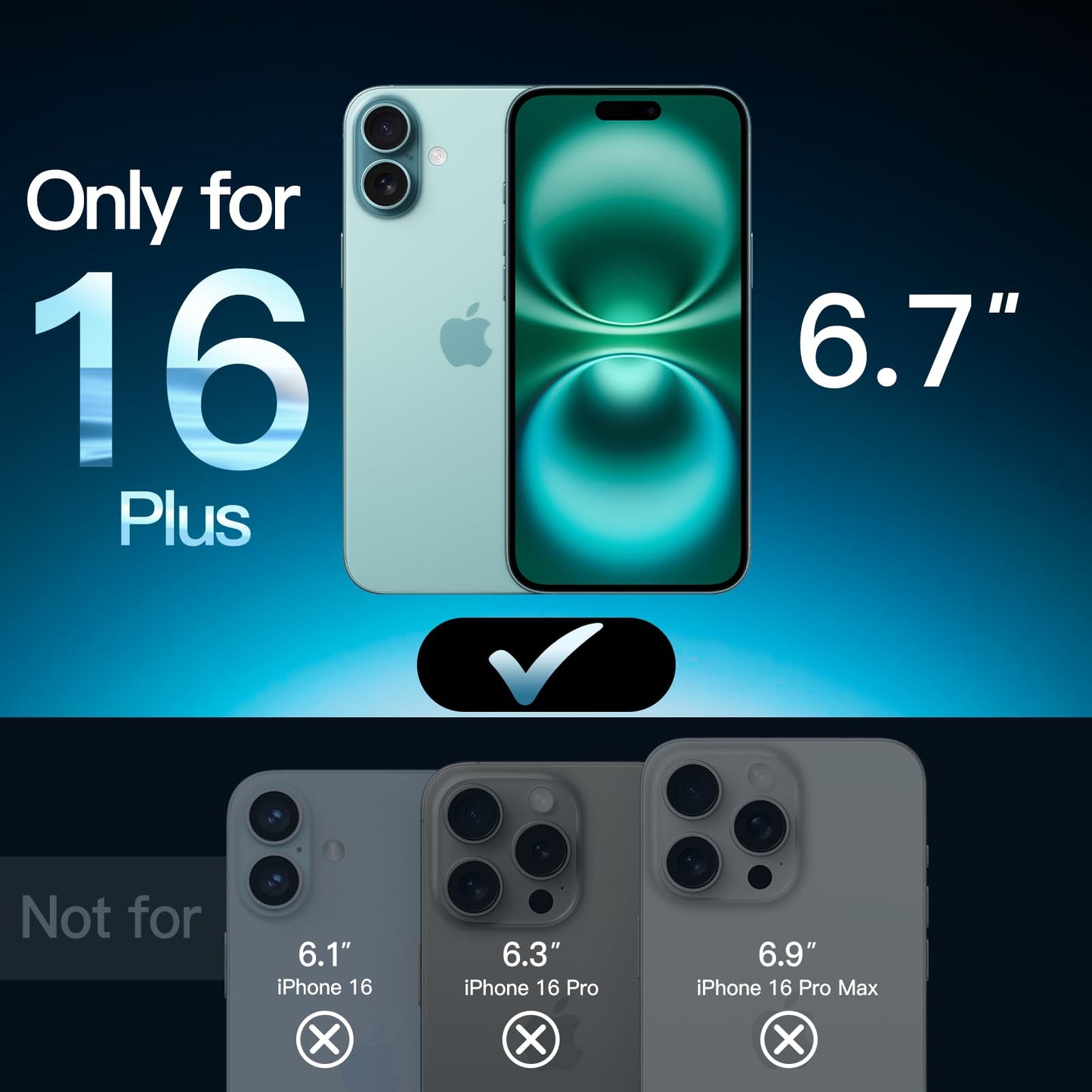 JETech Displayschutzfolie für iPhone 16 6,1 Zoll, gehärtetes Glas mit einfachem Installationstool, Case-Friendly, HD Klar, 3 Stück