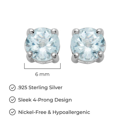 Amazon Essentials Sterling Silver Round Birthstone Stud Earrings
