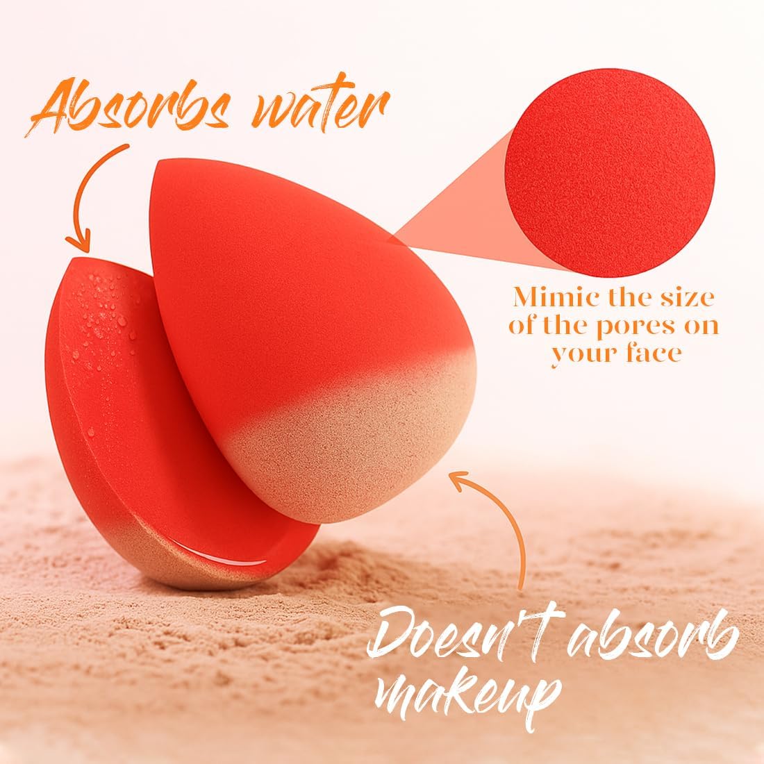 BEAKEY Make-up-Schwamm-Set, 5 Stück, mikroporös, geringe Absorption, weiche, latexfreie Foundation-Beauty-Schwämme und -Blender für Puder-Creme