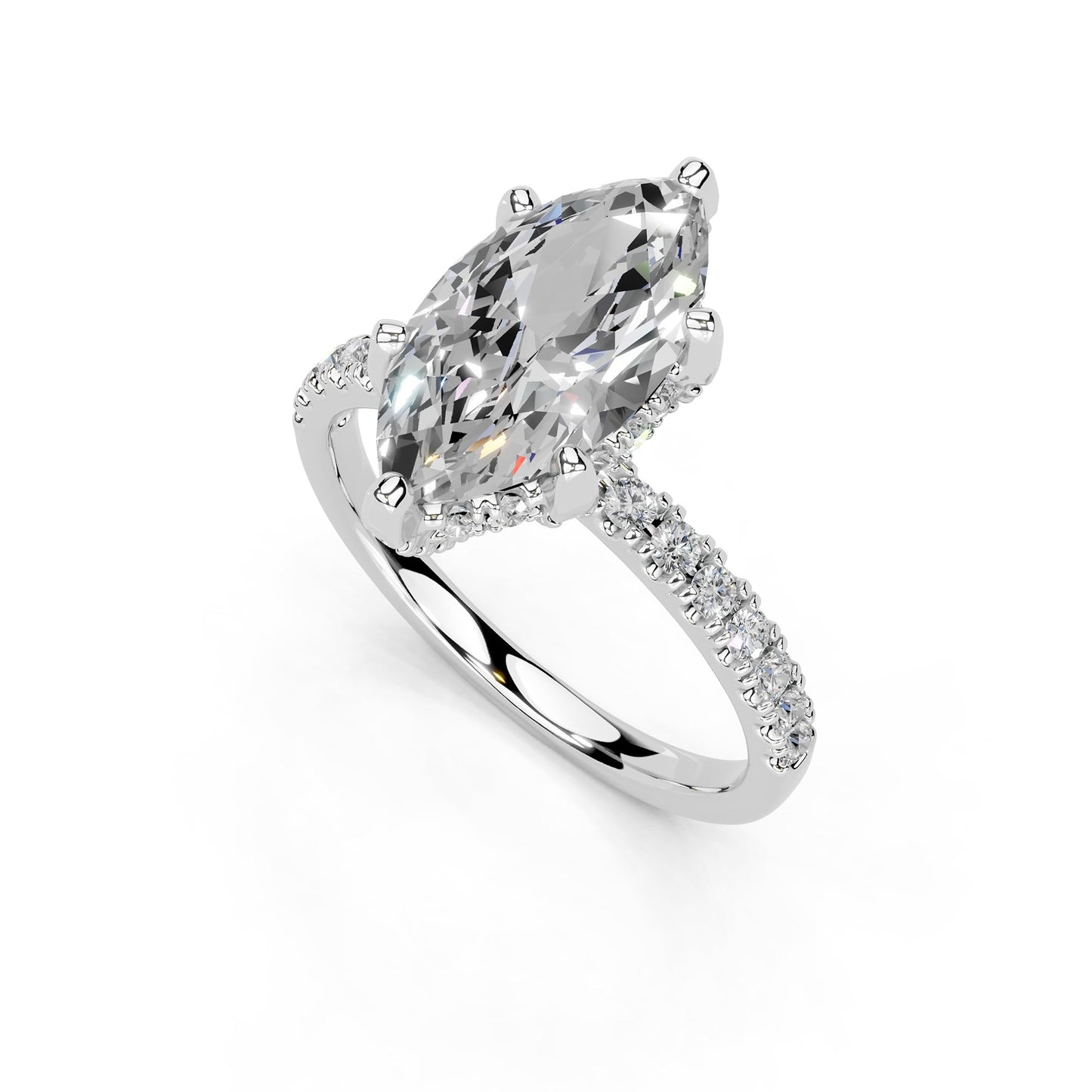 Marquise Cut Lab Grown Diamond IGI Certified 3 Prong Hidden Halo Engagement Anniversary Wedding Ring in 14K Gold, Platinium for Women (1.0-5.0 Ct, F-G Color, VS1-VS2 Clarity)