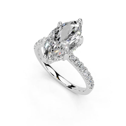 Marquise Cut Lab Grown Diamond IGI Certified 3 Prong Hidden Halo Engagement Anniversary Wedding Ring in 14K Gold, Platinium for Women (1.0-5.0 Ct, F-G Color, VS1-VS2 Clarity)