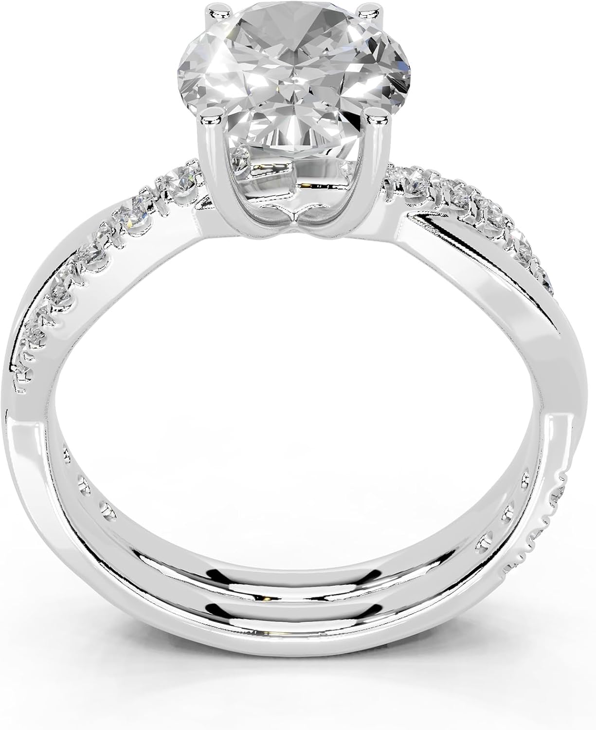 Oval Cut Lab Grown Diamond IGI Certified 4 Prong Fancy Engagement Ring in 14K Gold, Platinium for Women (1.0-5.0 Ct, F-G Color, VS1-VS2 Clarity)