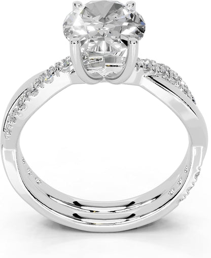 Oval Cut Lab Grown Diamond IGI Certified 4 Prong Fancy Engagement Ring in 14K Gold, Platinium for Women (1.0-5.0 Ct, F-G Color, VS1-VS2 Clarity)