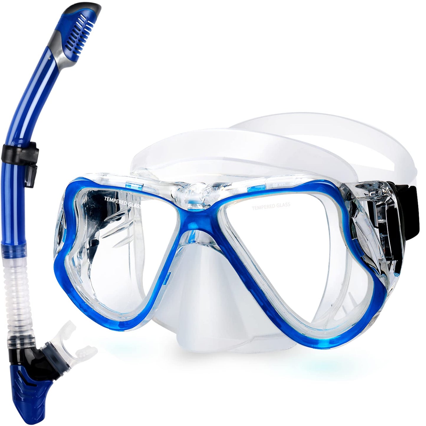 Greatever Dry Snorkel Set,Panoramic Wide View Anti-Fog Scuba Diving Mask,Professional Snorkeling Gear for Adults Kids