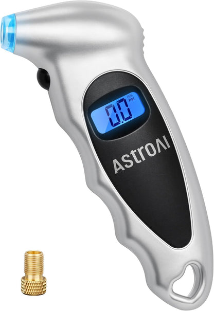 AstroAI Digital Tire Pressure Gauge with Replaceable AAA Batteries, 150 PSI 4 Settings Industrial Tire Gauge for Car Truck Bicycle Backlit LCD Non-Slip Grip Car Accessories(Black)