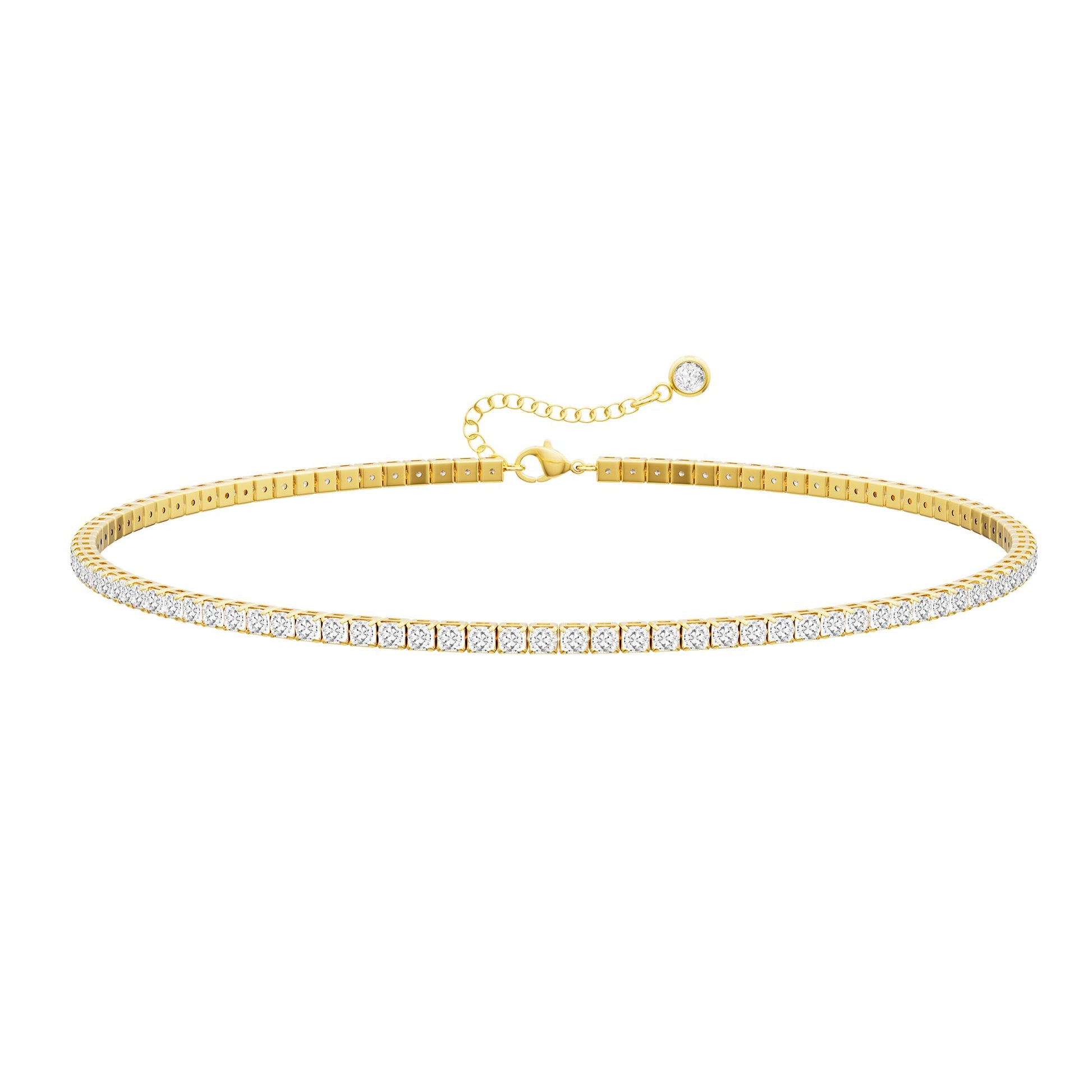 gold tennis necklace 3mm