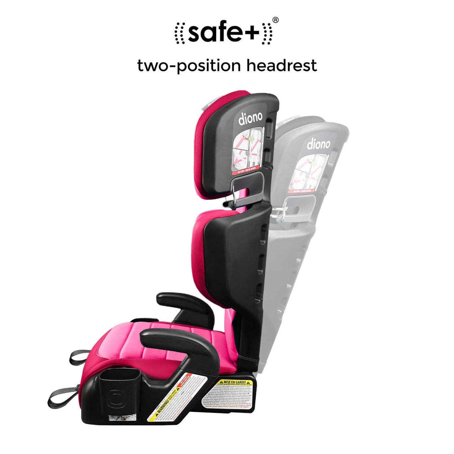 Diono Connect3 RXT 2-in-1 High Back Booster, Slim Fit 3-Across in Many Mid-Sized Sedans and SUVs, for Children from 40-120 lbs., Lightweight with Latch, Black Storm