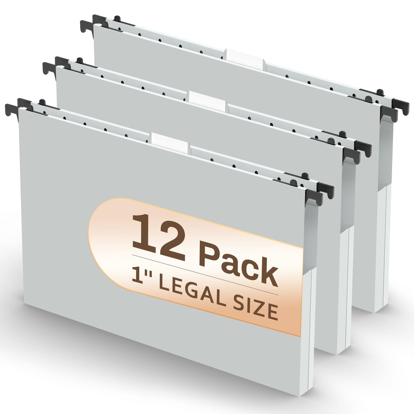 Extra Capacity Plastic Hanging File Folder, 12 Pack Reinforced Hang Folders Legal Size, Heavy Duty 1 Inch Expansion Filing Cabinet Folders, for Bulk Files, Medical Charts, Cream Yellow