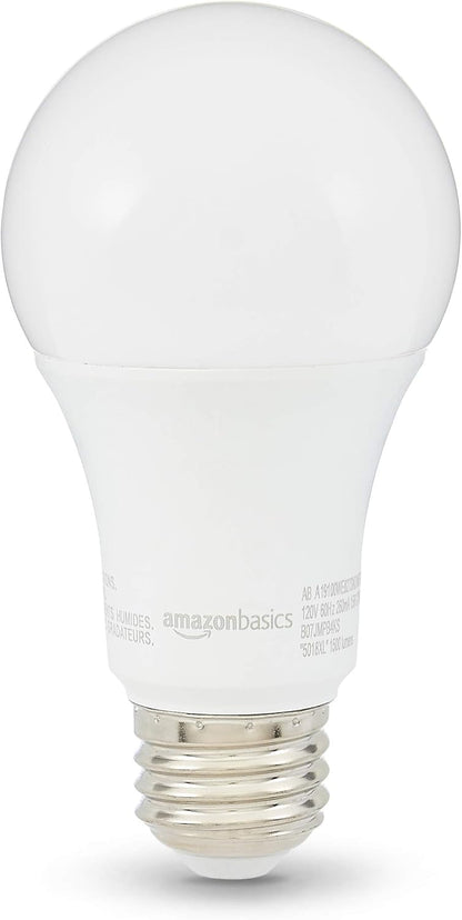 Amazon Basics Soft White LED Light Bulb, A19, 40 Watt Equivalent, Energy Efficient 6W, E26 Standard Base, 2700K, Non-Dimmable, 10,000 Hour Lifetime, 6-Pack