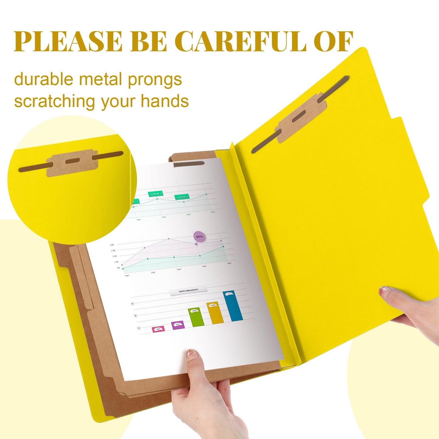 Skyygemm 24 Pcs Classification Folders Letter Size, 3 Divider Pressboard File Folder with Fasteners, Expanding File Organizer Bulk for School Teachers, Office Employee, Coworker, Staff (Yellow)