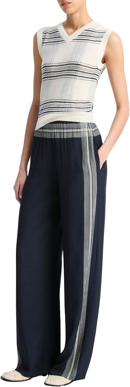 Vince Womens Mid Rise Placed Stripe Pull on Pant Review