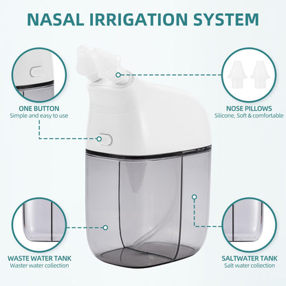 Nasal Irrigation System, Nasal Rinse Machine, Sinus Rinse Machine, Sinus Cleaner Machine with Water Tank & Waste Collection Tank - Nose Cleaner for Sinus,SinusAdult,Allergy Relief - Blue