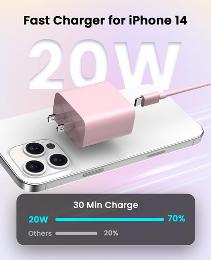 iPhone Ladegerät Schnelllade-2er-Pack Typ C Wandladegerät mit 2er-Pack [1,8 m & 3 m] langem USB C auf Lightning Kabel für iPhone 14/13/12/12 Pro Max/11/Xs Max/XR/X, AirPods Pro