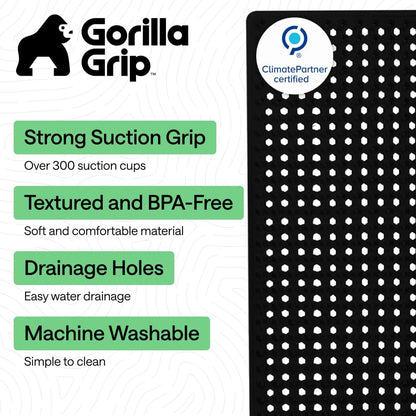GORILLA GRIP Patentierte Badewannen-Duschmatte, Maschinenwaschbare Badewannenbodenmatte, Saugnäpfe und Abflusslöcher für saubere Wannen, Badezimmer-Essentials, 89x41 cm, Transparent