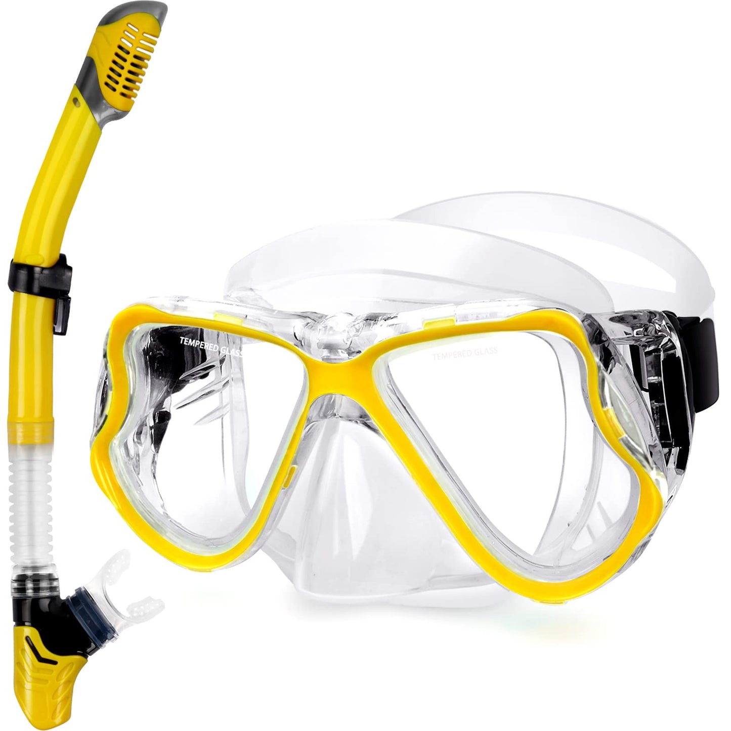 Greatever Dry Snorkel Set,Panoramic Wide View Anti-Fog Scuba Diving Mask,Professional Snorkeling Gear for Adults Kids
