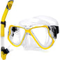 Greatever Dry Snorkel Set,Panoramic Wide View Anti-Fog Scuba Diving Mask,Professional Snorkeling Gear for Adults Kids