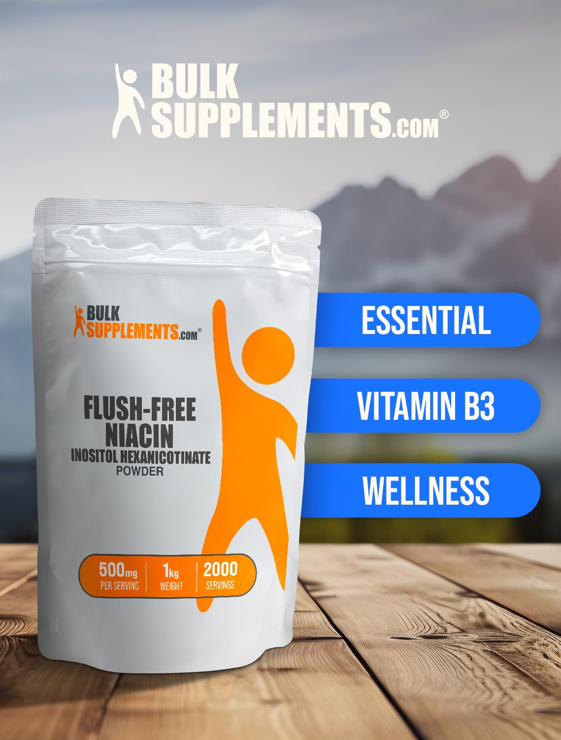 BulkSupplements.com Flush Free Niacin Powder - as Inositol Hexanicotinate, Vitamin B3 Supplement, Niacin 500mg Flush Free - Gluten Free, 500mg of per Serving, 5kg (11 lbs) (Pack of 5)