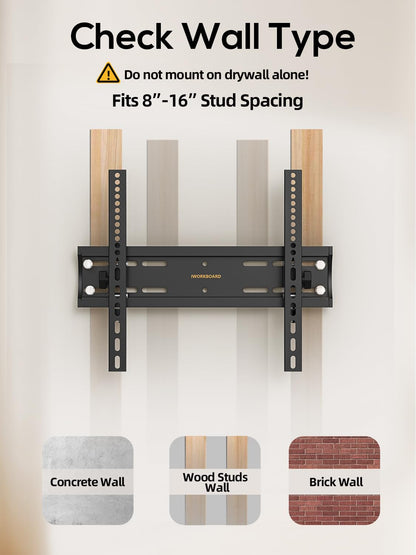 IWORKBOARD 55 65 75 85 inch Tilting TV Wall Mount for 32-90 '' TVs, Low Profile TV Mount Bracket, Safe Lock & Quick Release, Max VESA 600x400mm, 24 inch Studs,132 lbs, Fit Most 55+ 75+ 85+ 86 TVs