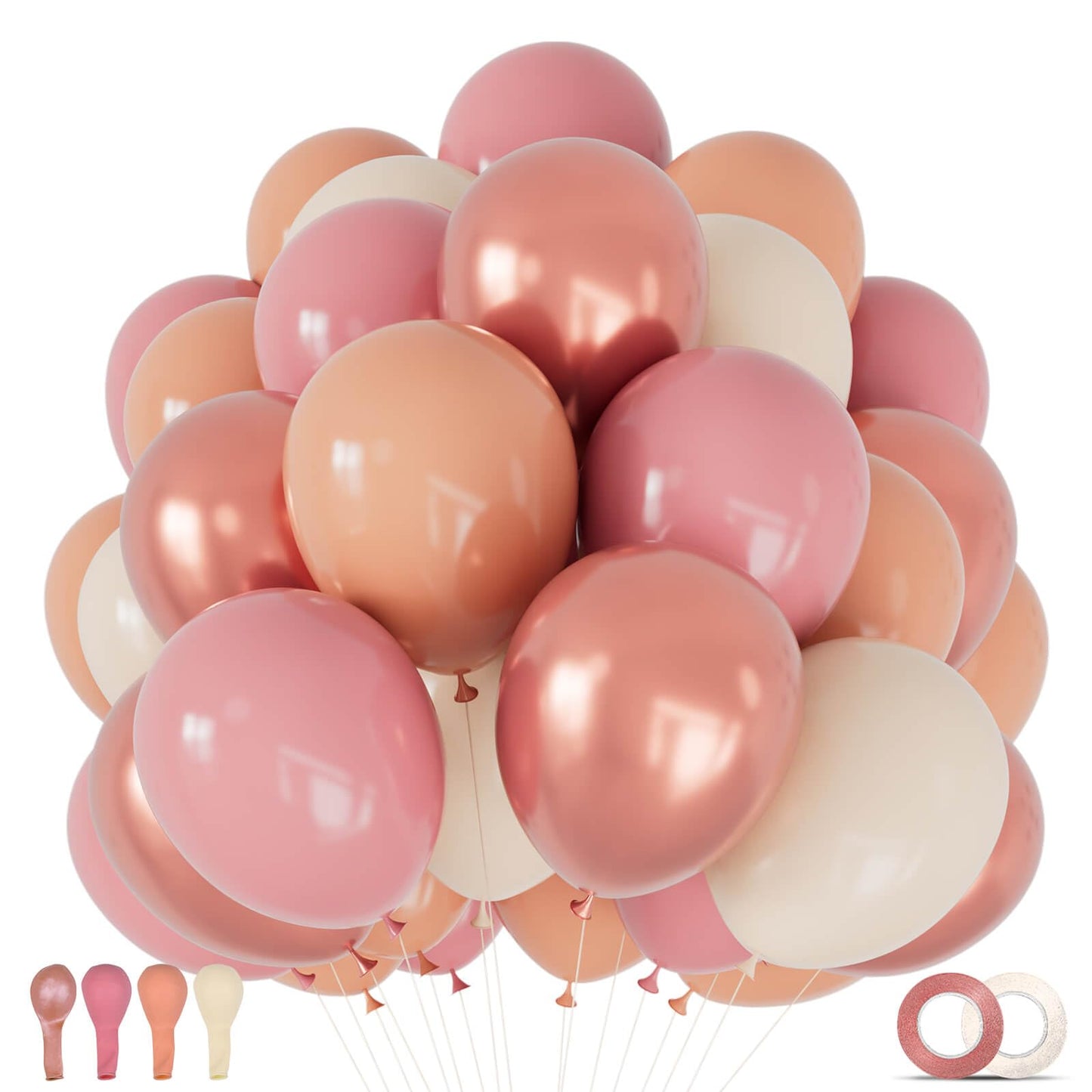 68Pcs Pink and Purple Balloons 12 Inch Metallic Purple Pink Latex Balloon Confetti ballons with Ribbons Party Balloons for Wedding Girls Birthday Baby Shower Decorations.