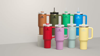 Vaso Stanley Quencher H2.0 con asa y pajita de 40 oz | Tapa Flowstate de 3 posiciones | Compatible con portavasos para viajes | Vaso térmico de acero inoxidable | Sin BPA | Arándano