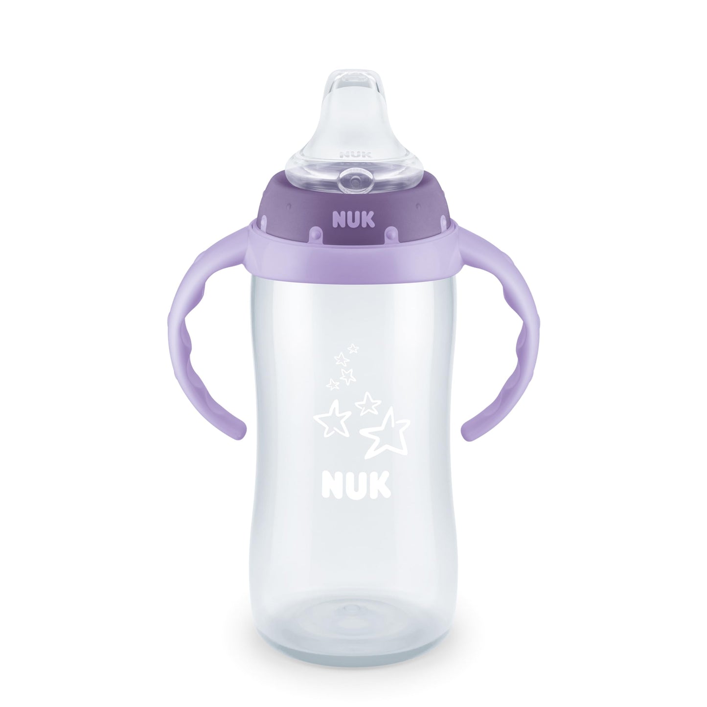 NUK First Choice Large Learner Cup 2.0, 10 oz. Sippy Cup with Handles, Spill Proof, Leak Proof Soft Straw Cup, 2-Pack