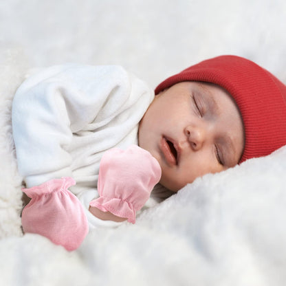 BQUBO Baby Fäustlinge Kratzschutz Handschuhe aus Baumwolle mit elastischem Bündchen Hypoallergen für Neugeborene und Babys von 0-6 Monaten Jungen und Mädchen