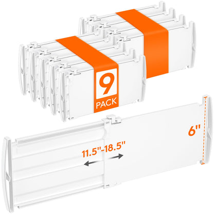 Lifewit 8" Tall 4 Pack Drawer Dividers, 13.8"-22.2" Adjustable Deep Drawer Organizer Clothes, Expandable White Plastic Separators for Dresser, Kitchen, Cabinet, Closet, Office Organization & Storage