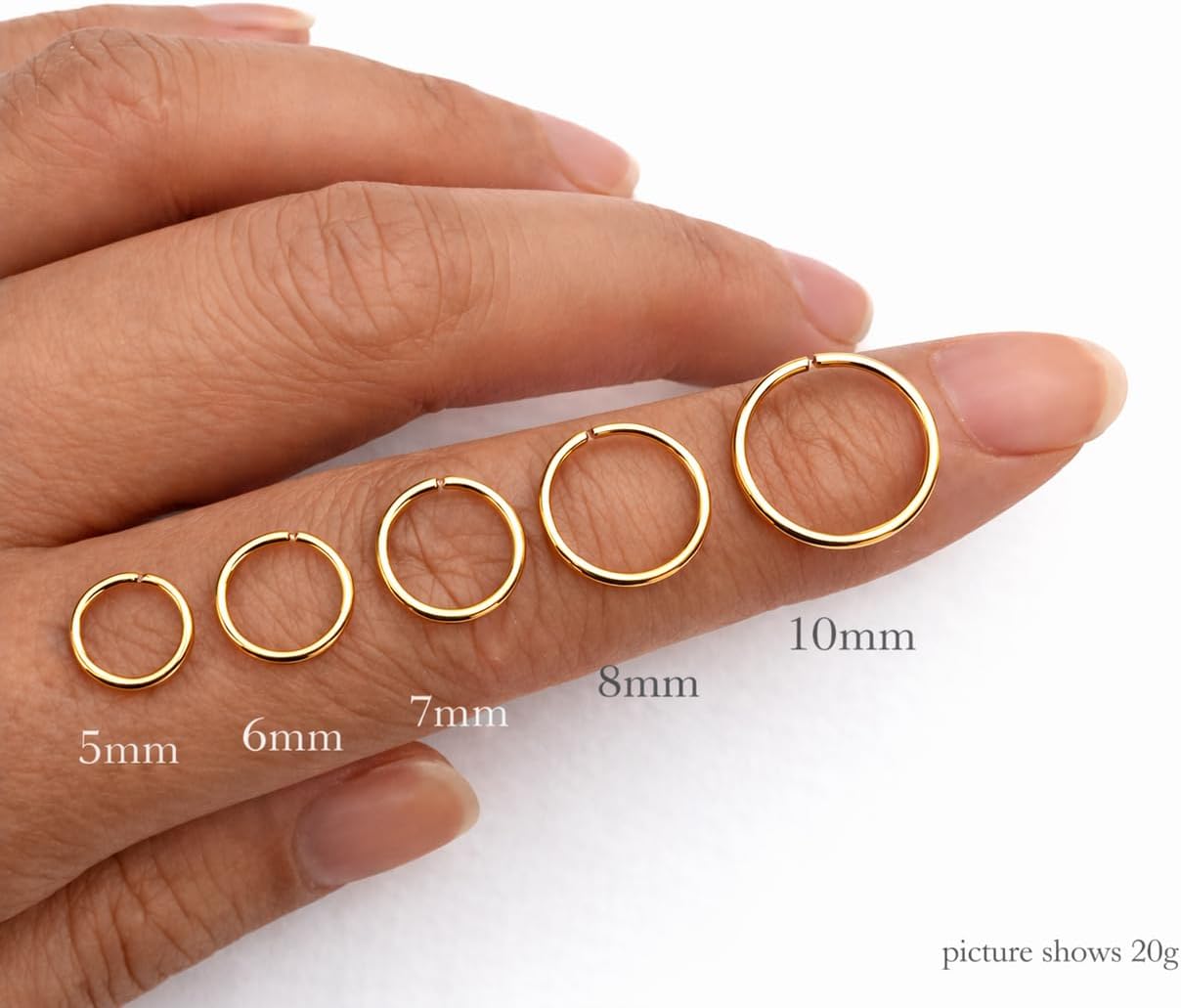 LUCKYJEWUS Small Thin Gold or Sterling Silver Nose Ring Hoop for Women, Tiny Nose Piercing jewelry