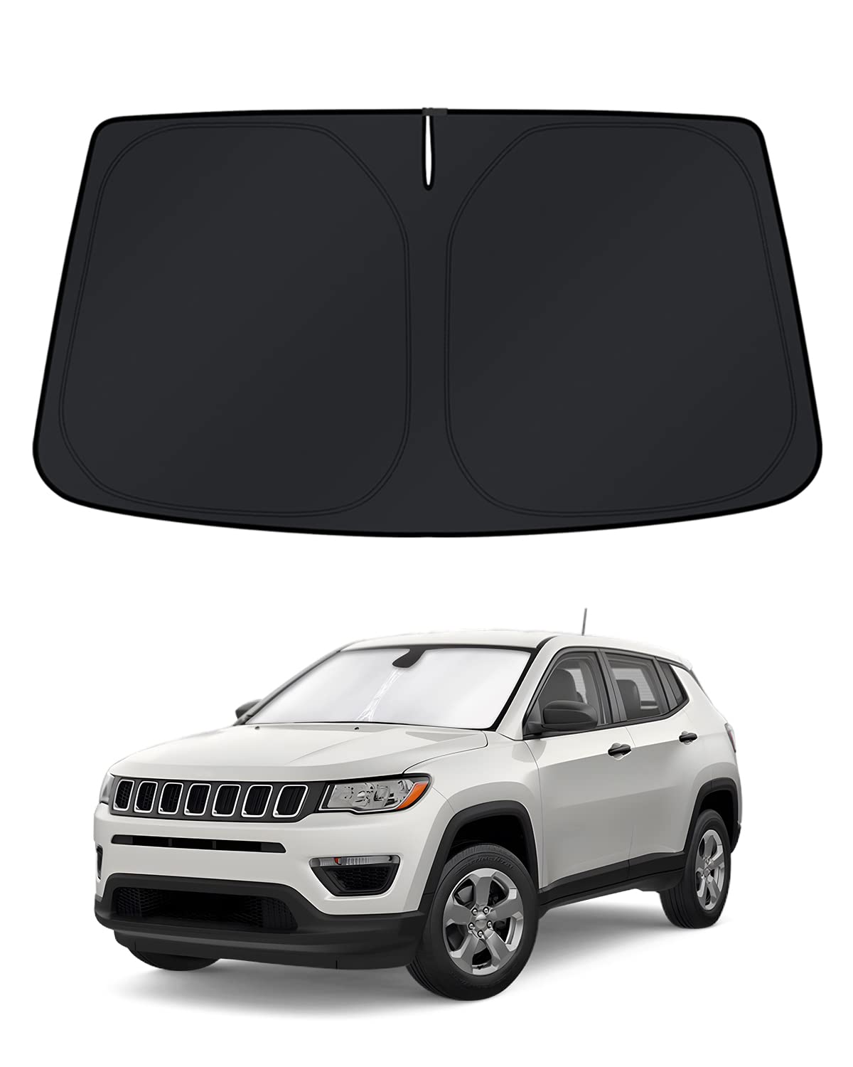 KUST Windshield Sun Shade for 2017-2026 Tesla Model Y/Model 3 Sunshade Accessories (Fit 2025-2026 Model Y Juniper / 2024 Model 3 Highland) Upgraded Foldable Sunshade, Blocks UV Rays Keep Car Cool
