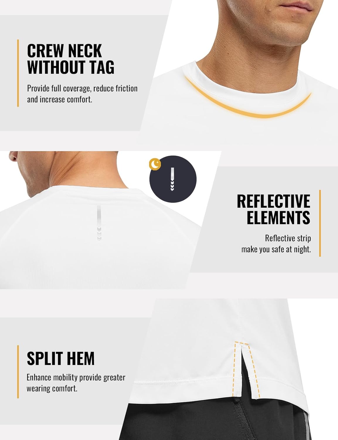 Rdruko Herren Kurzarm Trainingsshirts – Trockene Passform – Feuchtigkeitstransportierend – Für Laufen, Fitnessstudio, aktiven Sport