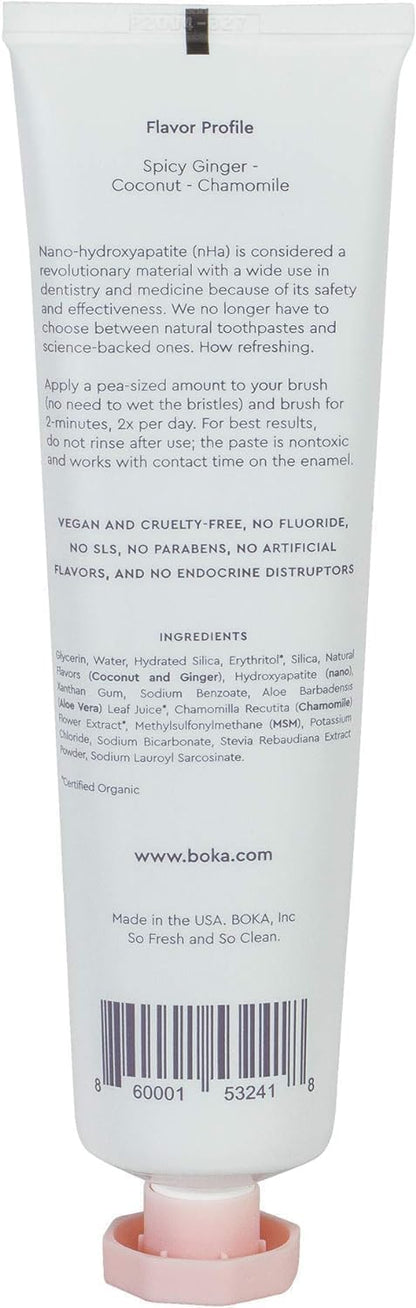 Boka Fluoridfreie Zahnpasta, Nano-Hydroxyapatit-Zahnpasta, geeignet für empfindliche Zähne – für Erwachsene, Kinder Mundpflege – Ela Mint Geschmack, 113 g (4 Fl Oz) 1 Stk