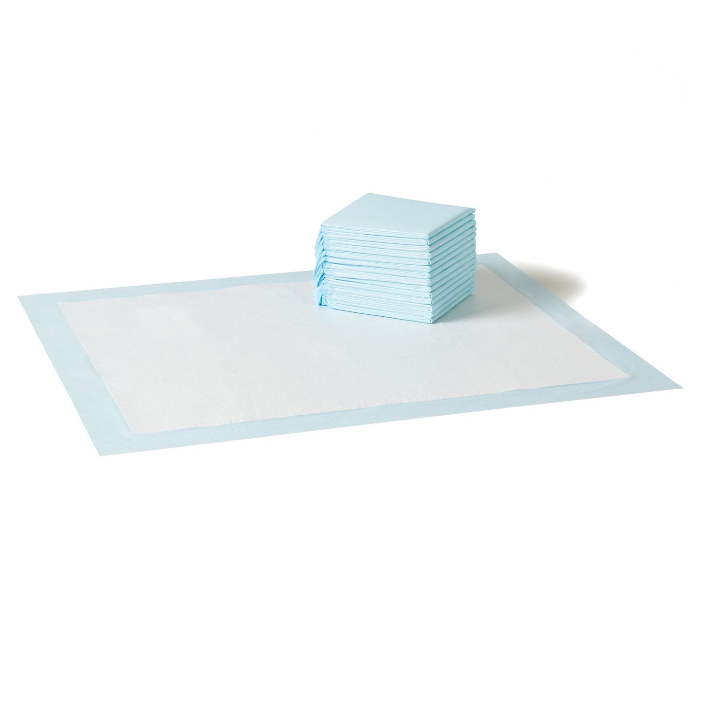 Amazon Basics Leak-Proof Dog and Puppy Potty Training Pee Pads with Quick-Dry 5-Layer Super Absorbent Design for Housebreaking, Regular Size 22x22", Blue & White, 150 Count