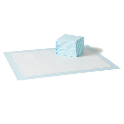 Amazon Basics Leak-Proof Dog and Puppy Potty Training Pee Pads with Quick-Dry 5-Layer Super Absorbent Design for Housebreaking, Regular Size 22x22", Blue & White, 150 Count
