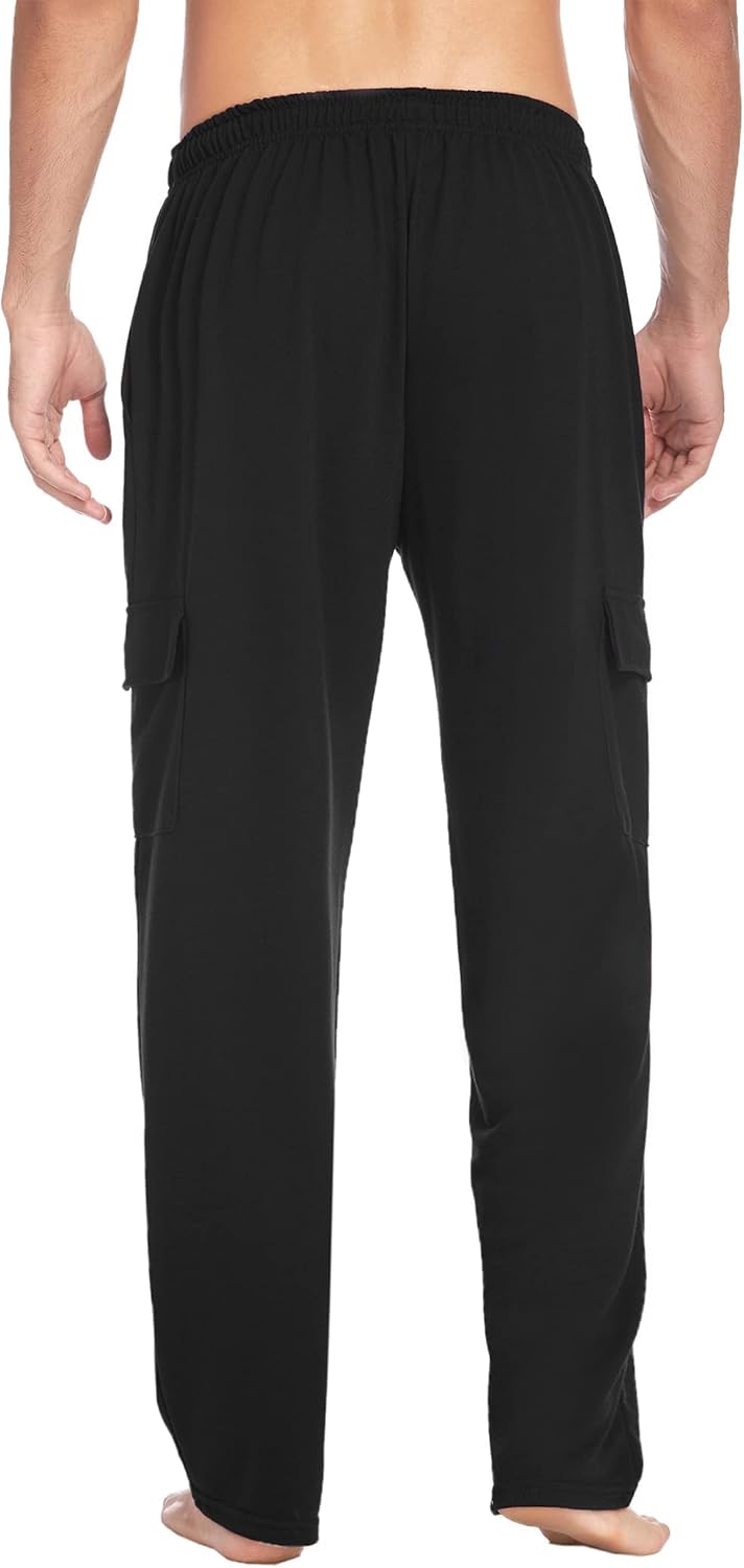 Deyeek Herren Cargo Jogginghose Open Bottom Baggy Leichte Cargo Sweatpants für Männer Locker sitzende Freizeithose mit Taschen