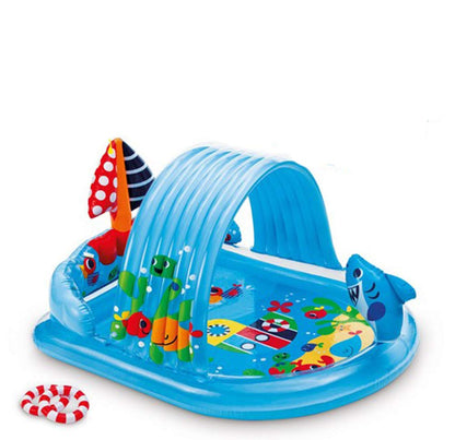 Intex 96" x 78" x 28" Inflatable Jungle Adventure Play Center Spray Kiddie Pool - Backyard Kids Water Slide, Outdoor Blow-Up Splash Pad for Toddlers