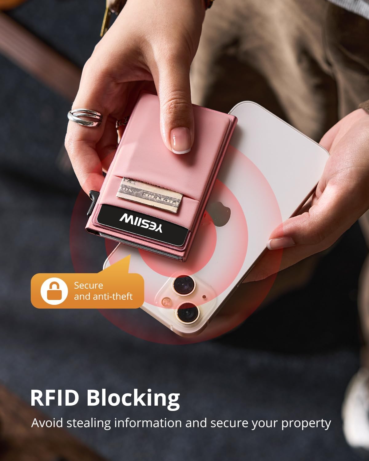 YESIIW Minimalistisches Pop-up-Kartenetui für Herren, RFID-blockierend | Schlankes Visitenkartenetui mit Geldfach | Aluminium-Metall-Bankkartenetui für Scheine, Münzen und Debitkarten