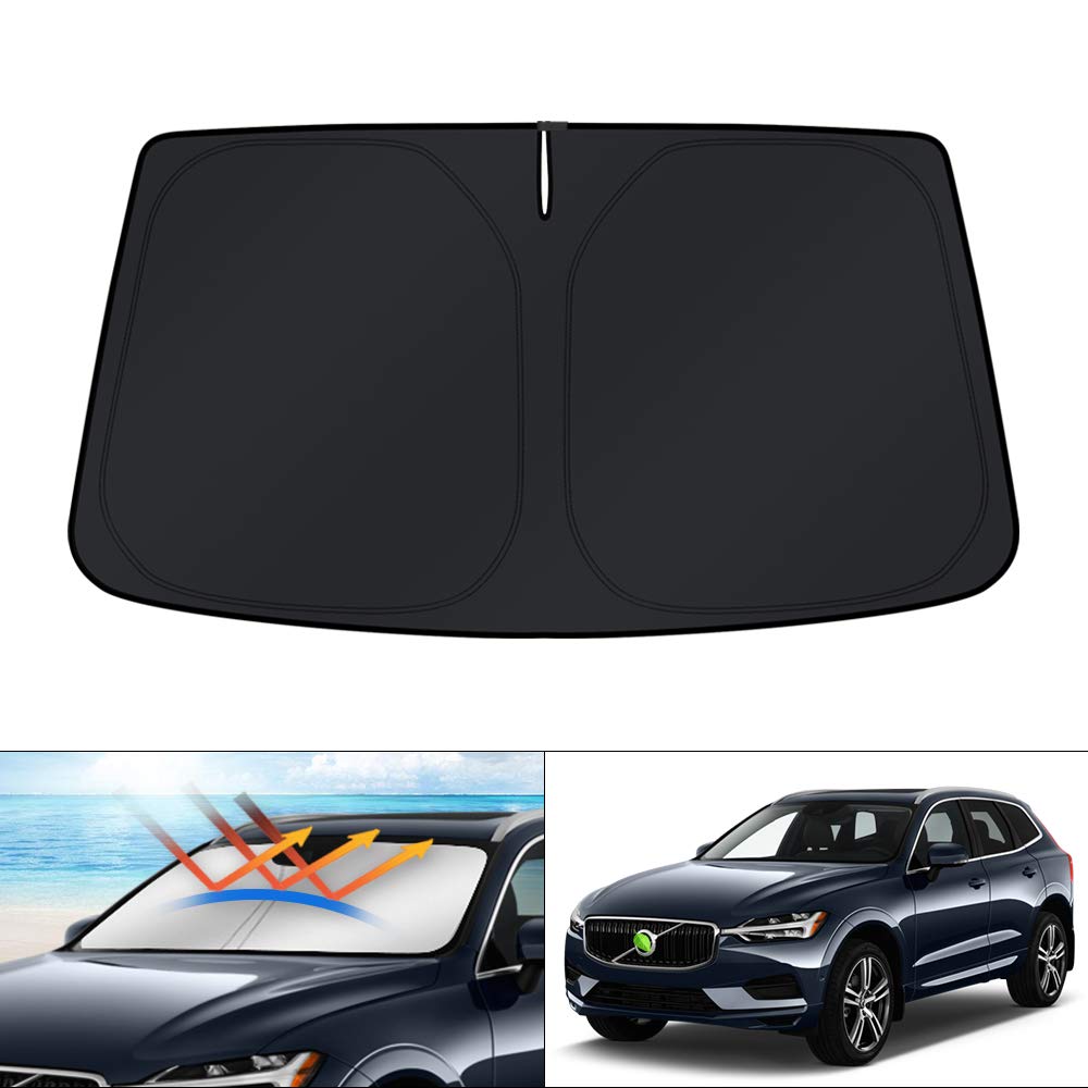 KUST Windshield Sun Shade for 2017-2026 Tesla Model Y/Model 3 Sunshade Accessories (Fit 2025-2026 Model Y Juniper / 2024 Model 3 Highland) Upgraded Foldable Sunshade, Blocks UV Rays Keep Car Cool
