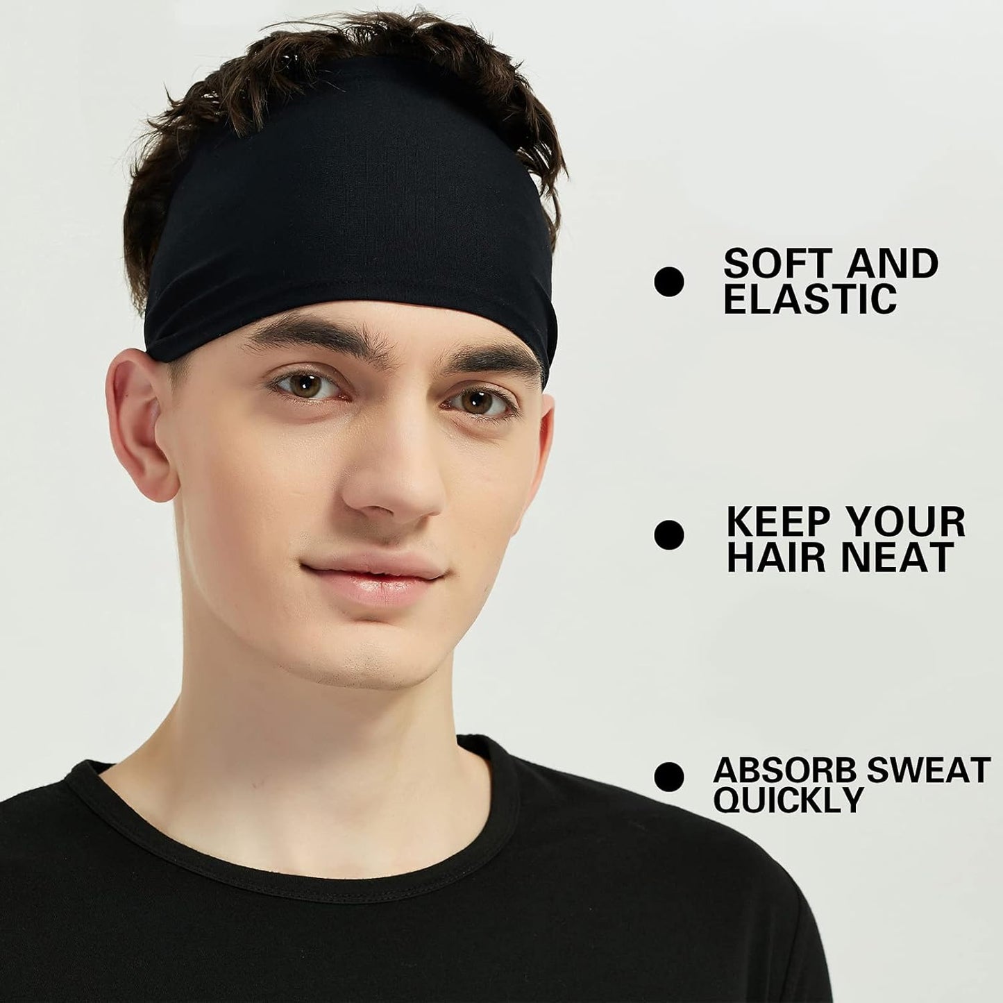 Sport Stirnbänder für Herren (5er Pack), Feuchtigkeitsableitendes Workout-Stirnband, Schweißband Stirnbänder zum Laufen, Radfahren, Fußball, Yoga, Haarband für Damen und Herren