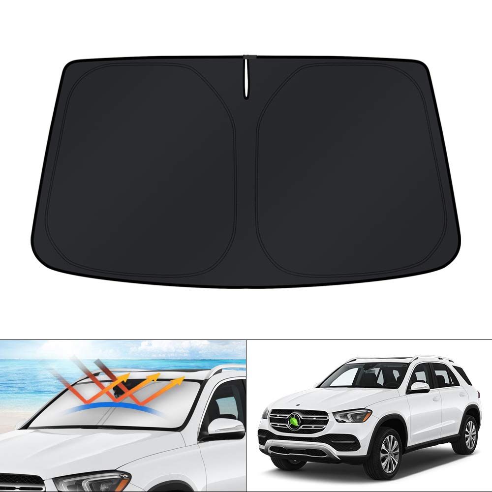 KUST Windshield Sun Shade for 2017-2026 Tesla Model Y/Model 3 Sunshade Accessories (Fit 2025-2026 Model Y Juniper / 2024 Model 3 Highland) Upgraded Foldable Sunshade, Blocks UV Rays Keep Car Cool