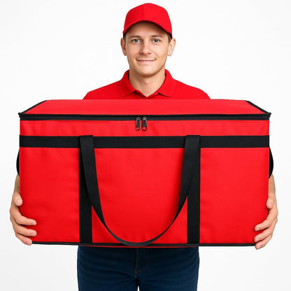 Bodaon Isolierte Essensliefertasche - Warm- & Kalthaltetransporttasche, Catering/Doordash Pizzawärmer, Einkaufstasche, Kühltasche für Partys (Schwarz-Rot, 1 St.), Ideal für den Transport warmer Speisen