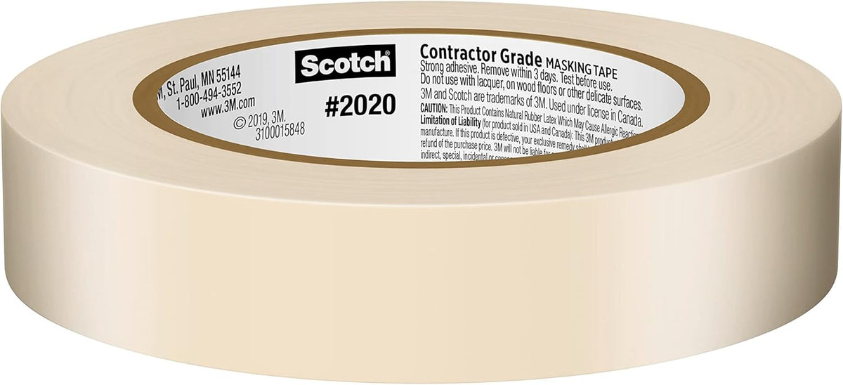Scotch Contractor Grade Masking Tape, 0.94 inches by 60.1 yards (360 yards total), 2020, 6 Rolls