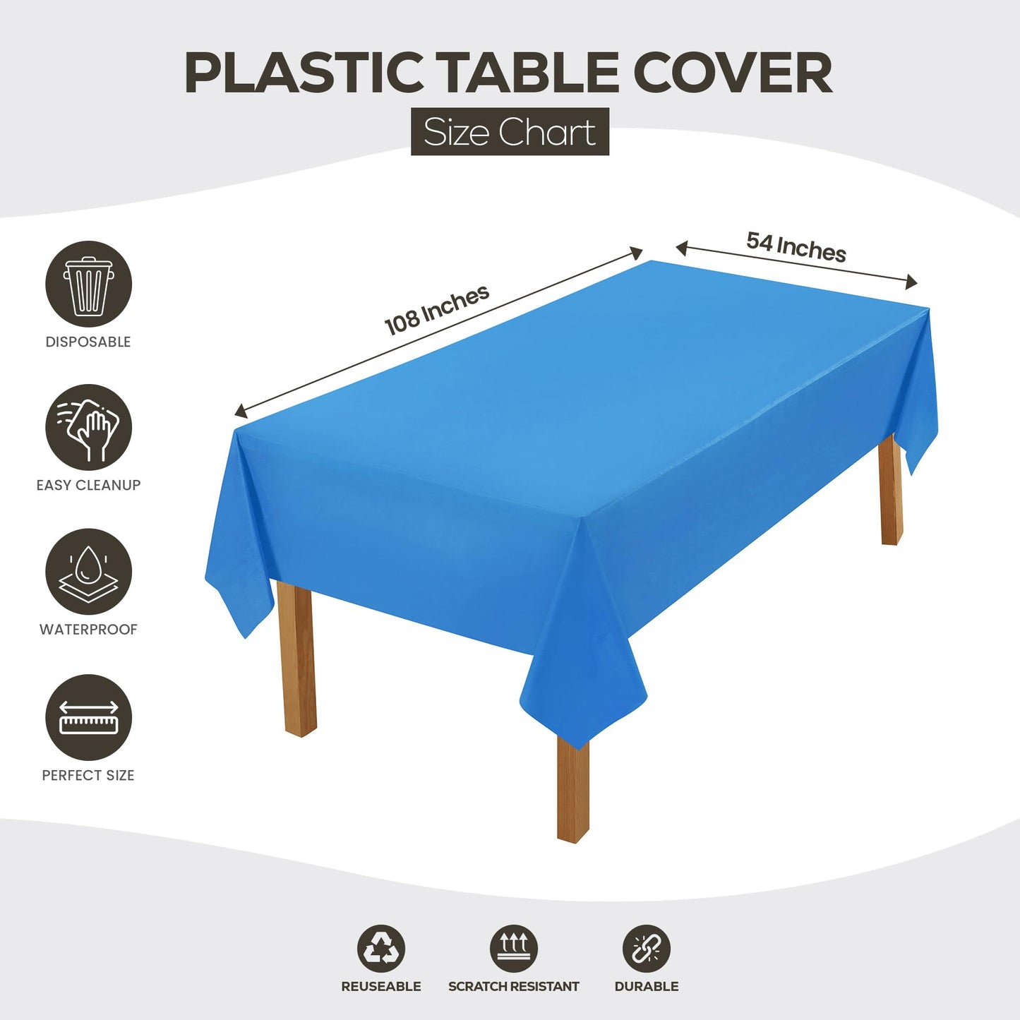 Utopia Kitchen Einweg-Tischdecke aus Kunststoff (12er Pack – 137x274 cm) Weiß Rechteckige Tischdecke Wasserdicht Schmutzabweisend Party-Tischdecke