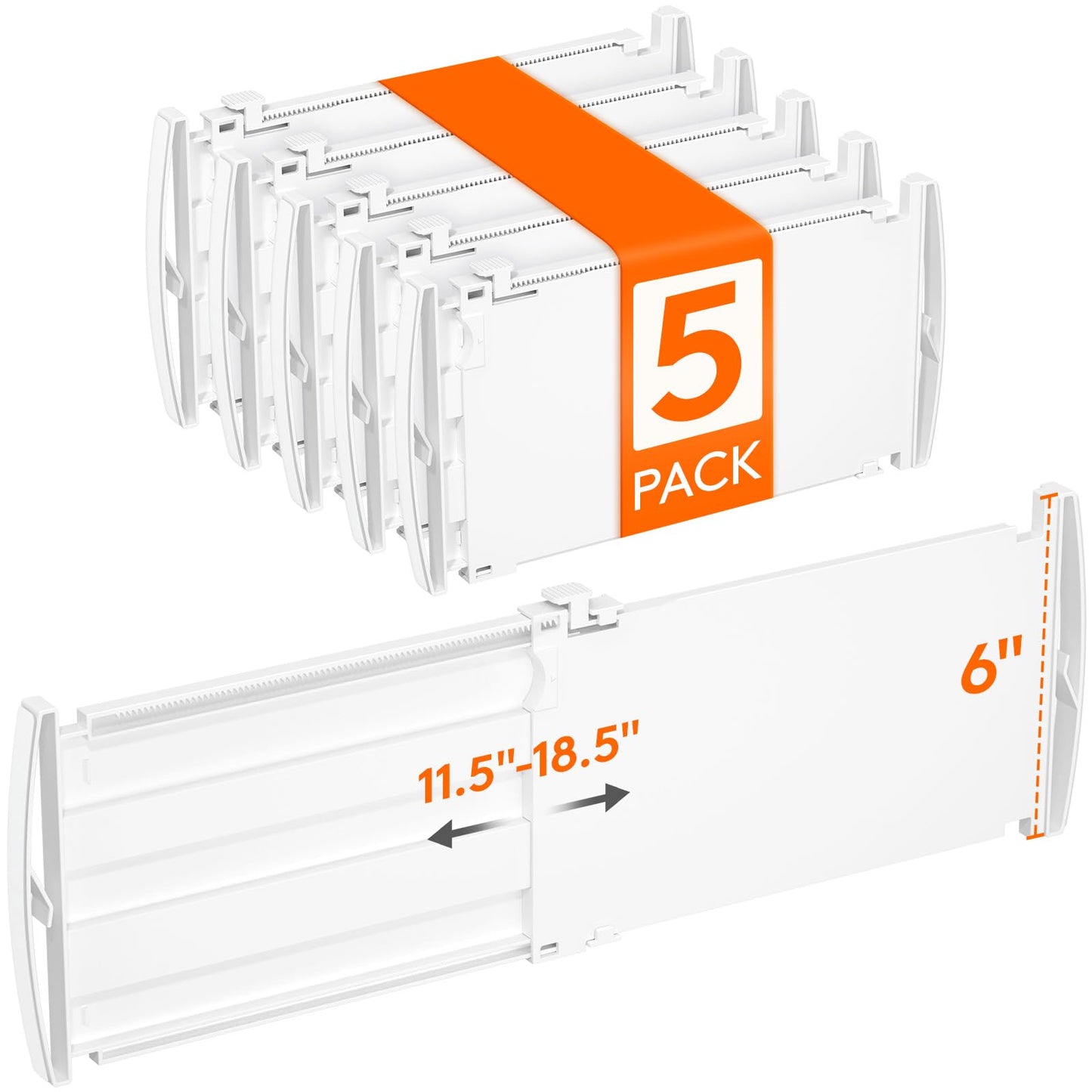 Lifewit 8" Tall 4 Pack Drawer Dividers, 13.8"-22.2" Adjustable Deep Drawer Organizer Clothes, Expandable White Plastic Separators for Dresser, Kitchen, Cabinet, Closet, Office Organization & Storage