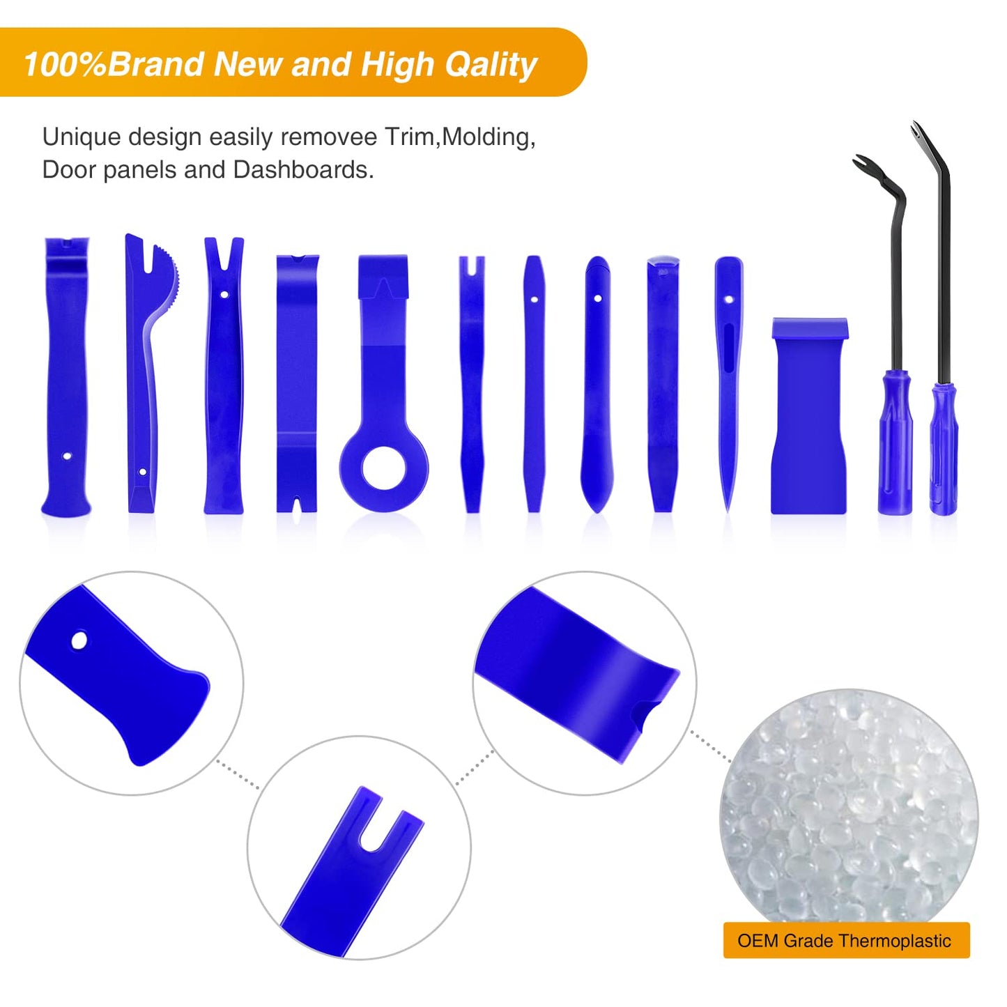 GOOACC 5PCS Auto Trim Removal Tool Kit No-Scratch Pry Tool Kit for Car Door Clip Panel & Audio Dashboard Dismantle -5PCS