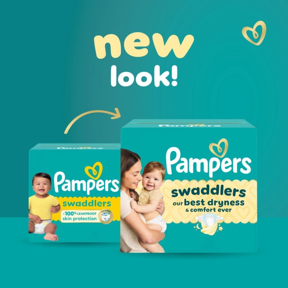 Pampers Swaddlers Disposable Baby Diapers Size 1, One Month Supply (198 Count) with Sensitive Water Based Baby Wipes 6X Pop-Top Packs (336 Count)